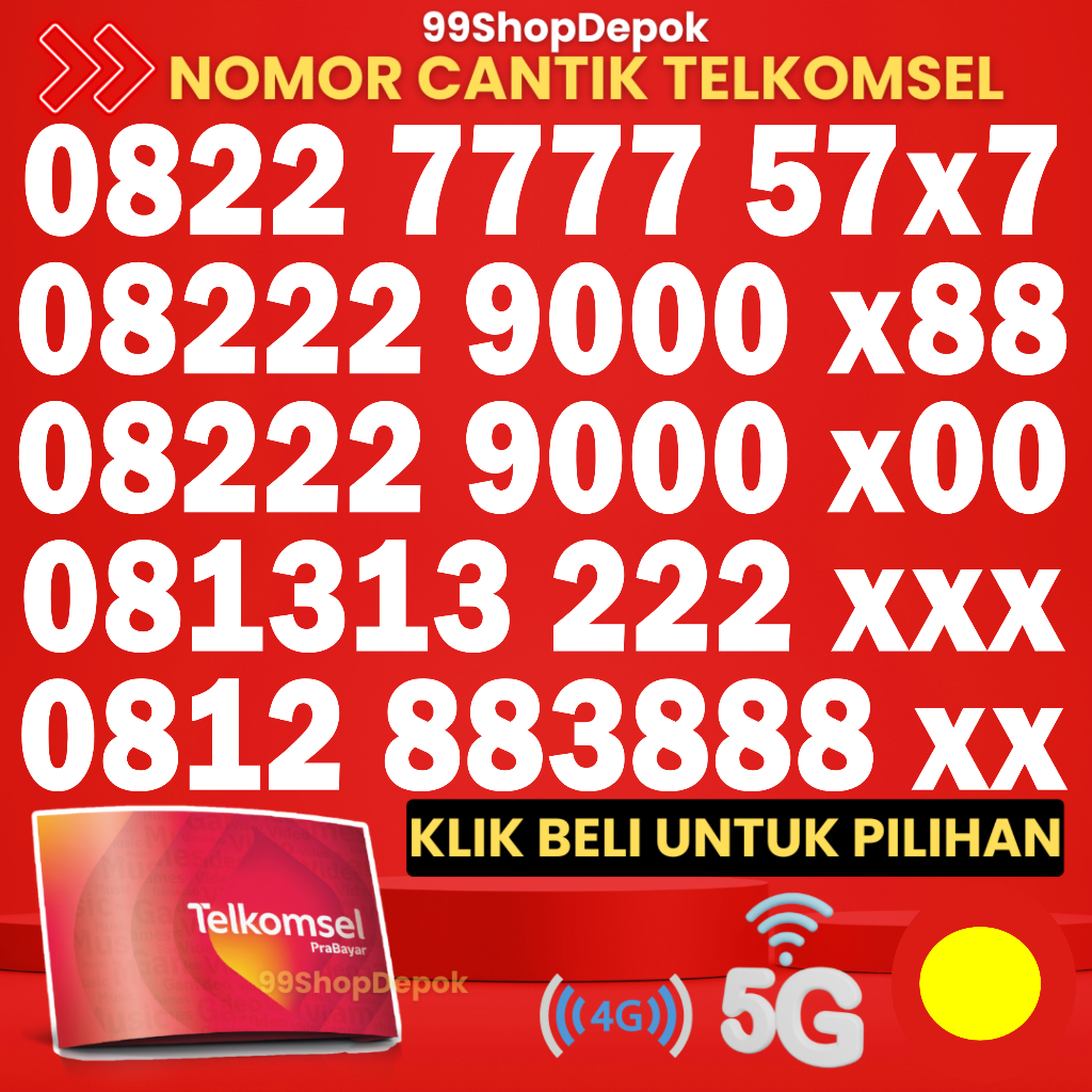 Kartu Perdana Nomor Cantik Telkomsel Simpati KODE 190.4 - Nomer Cantik Telkomsel 29000 - No Cantik S