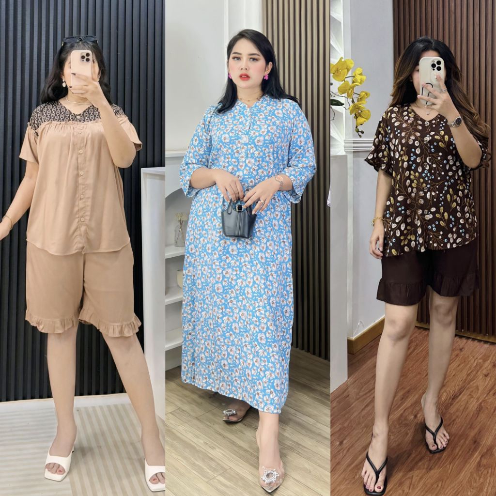 DASTER GAMIS ONE SET SETELAN PIYAMA PREMIUM MURAH - Sale Diskon Rayon Premium Rayon Twill Premium Cr