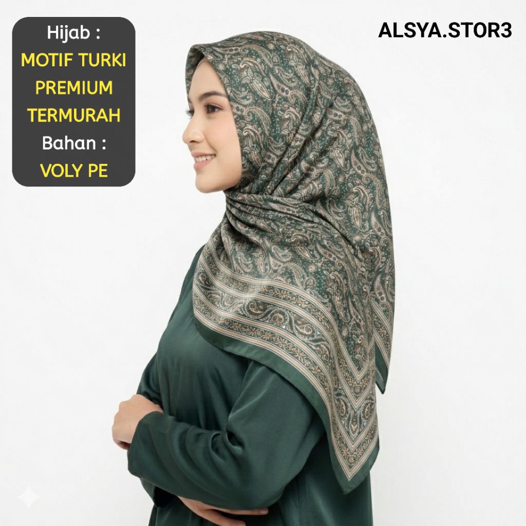 Hijab Segi Empat motif Turki/Jilbab Segi Empat Motif Turki/Kerudung Segi Empat Motif Turki