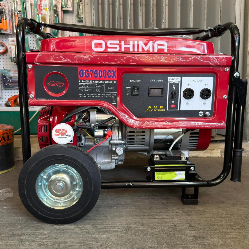 MESIN GENSET GENERATOR LISTRIK BENSIN 4 TAK 5000 WATT / 5KW ELEKTRIK STATER HONDA OSHIMA OG7500CX OG