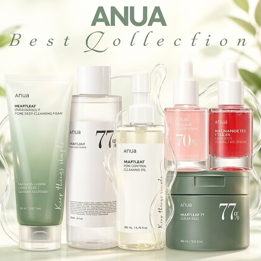ANUA Heartleaf 77% Soothing Toner/ANUA Cleansing Oil/ANUA Cleansing Foam/ANUA Peach Serum/ANUA Toner