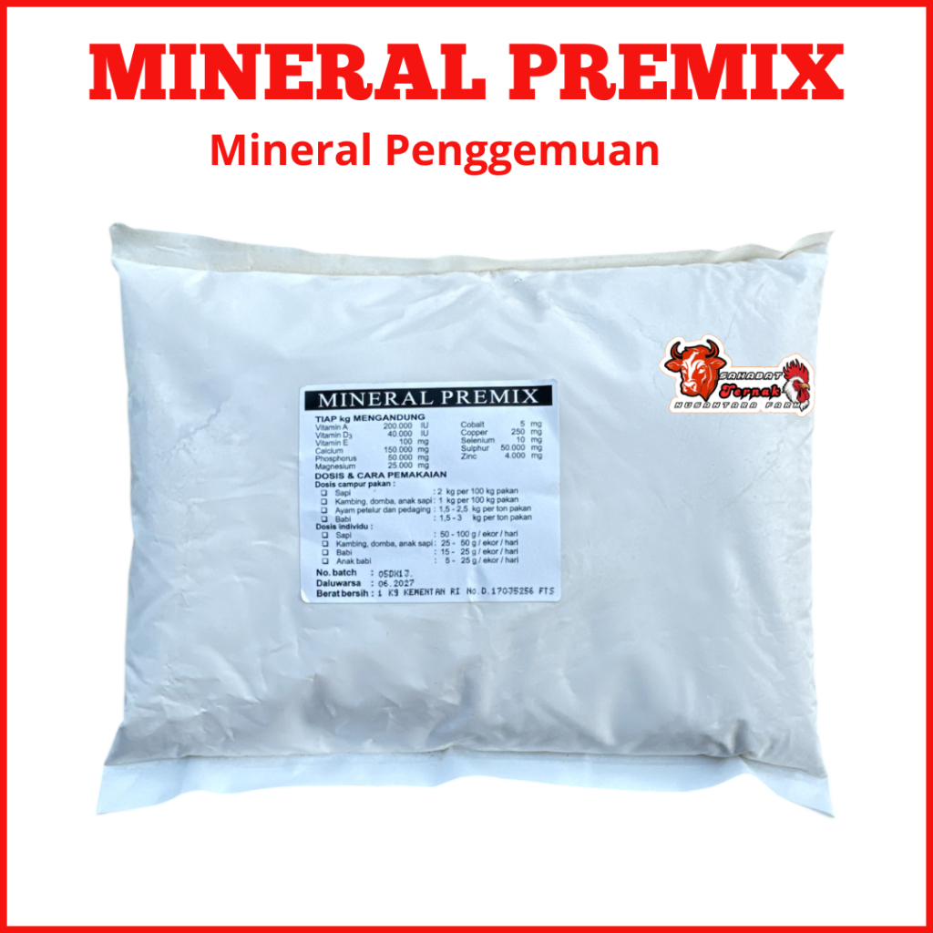 mineral premix 1 kg vitamin penggemuan untuk sapi kambing ayam babi tmc