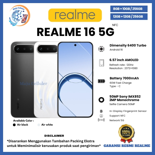 HP REALME 16 5G 12/256GB, 16 5G 8/256GB, 15 5G 12/256GB & 15 5G 8/256GB (BNIB)