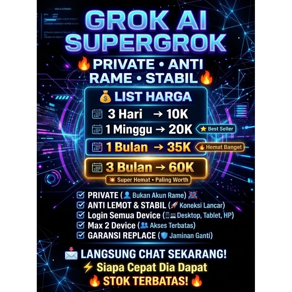 AI Premium Private (Grok) | Full Akses | Anti Lemot | Garansi | Fast Respon