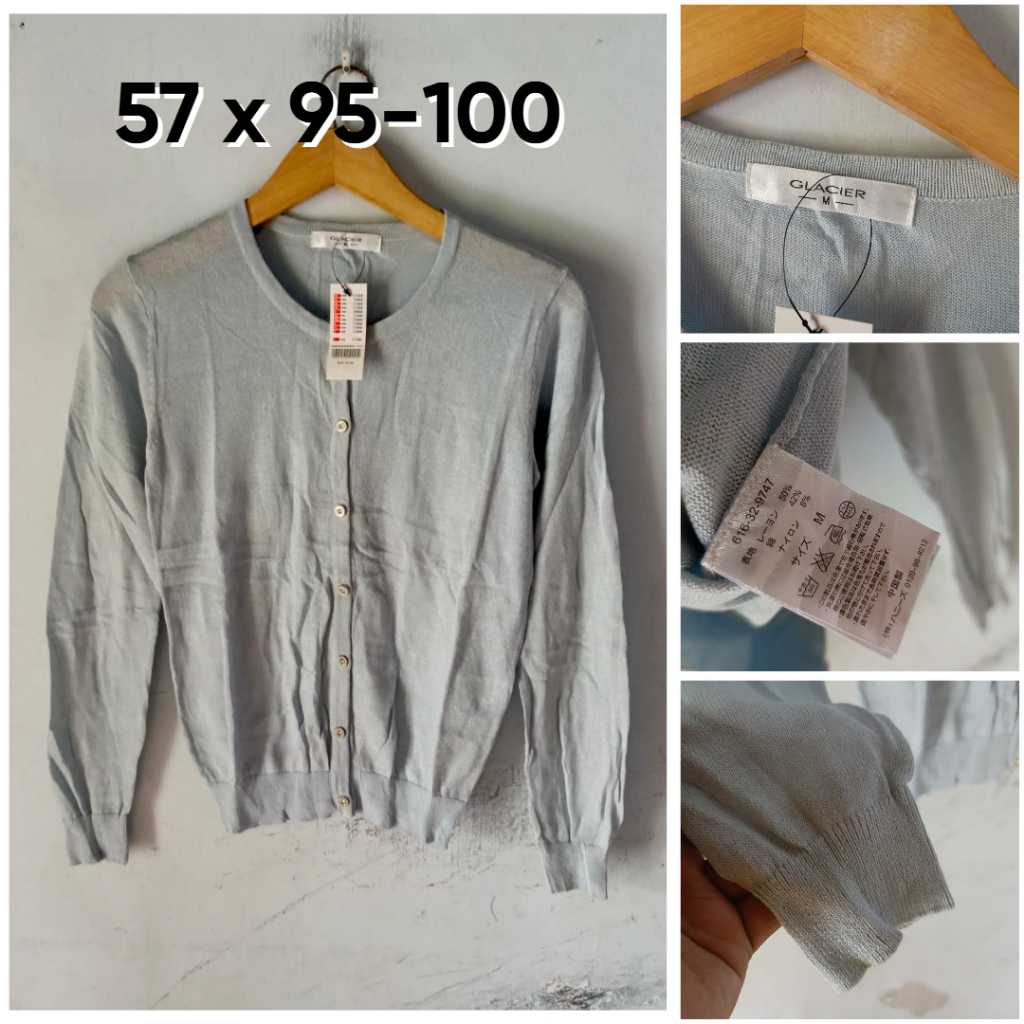 Cardigan Glacier Biru Muda O Neck Size M Wanita Knit Atasan Outer Cardi KL467