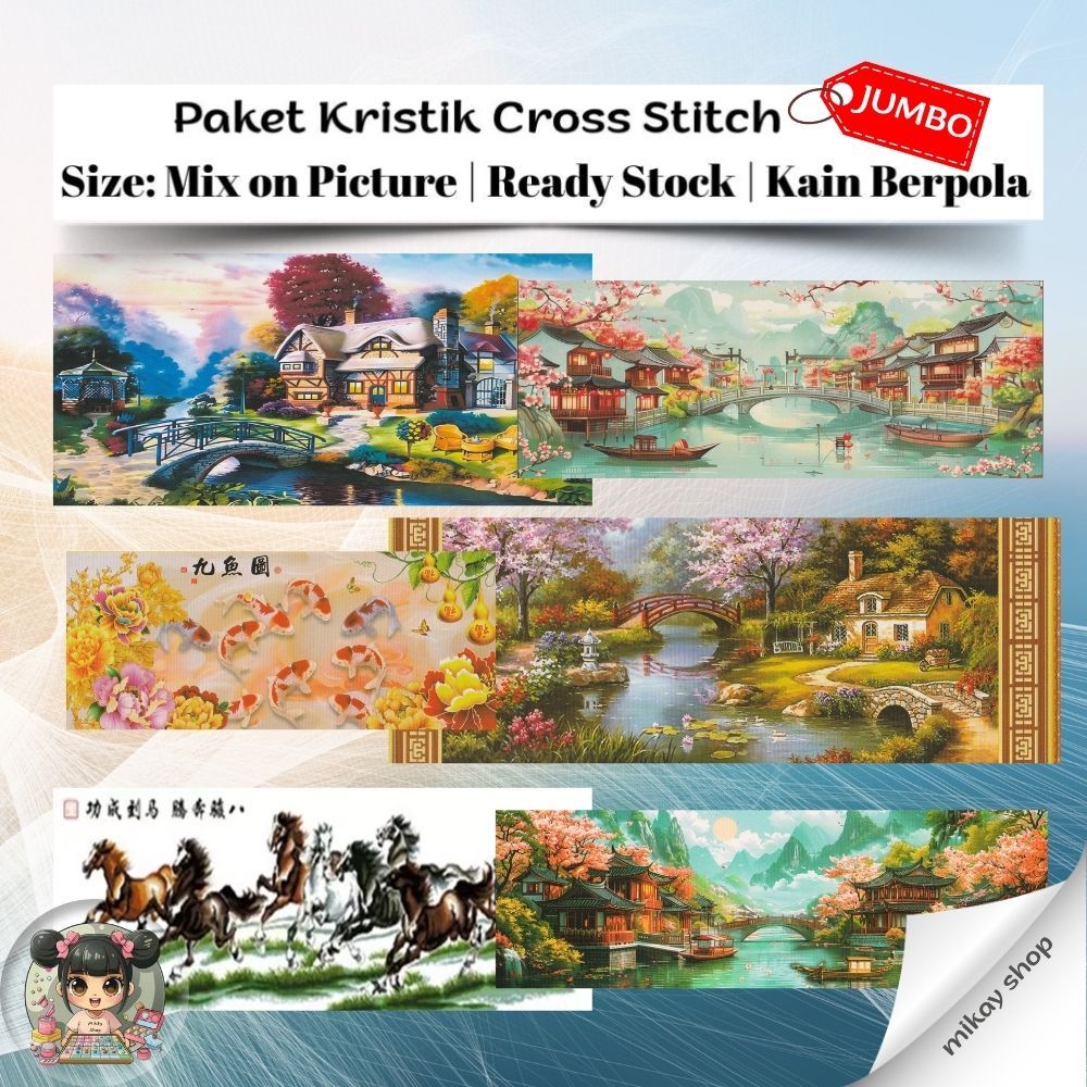 Paket Kristik Cross Stitch Jumbo [Lebih dari 1 meter/100cm] | Kristik sudah berpola dan elegan