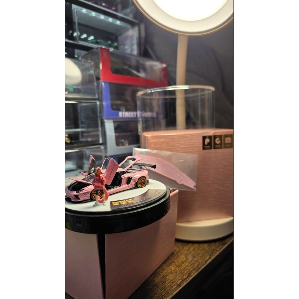 PGM 1:64 Lamborghini Aventador LBWK Soft Pink Unsealed + Figure Mint Condition