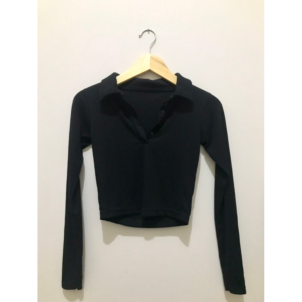 polo lengan panjang crop