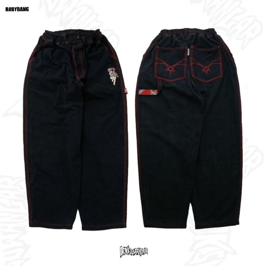 Baggy Pants Babybang Denim Hitam 14oz M
