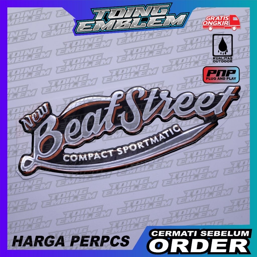 Emblem honda beat street / emblem timbul honda beat street / emblem silver honda beat street