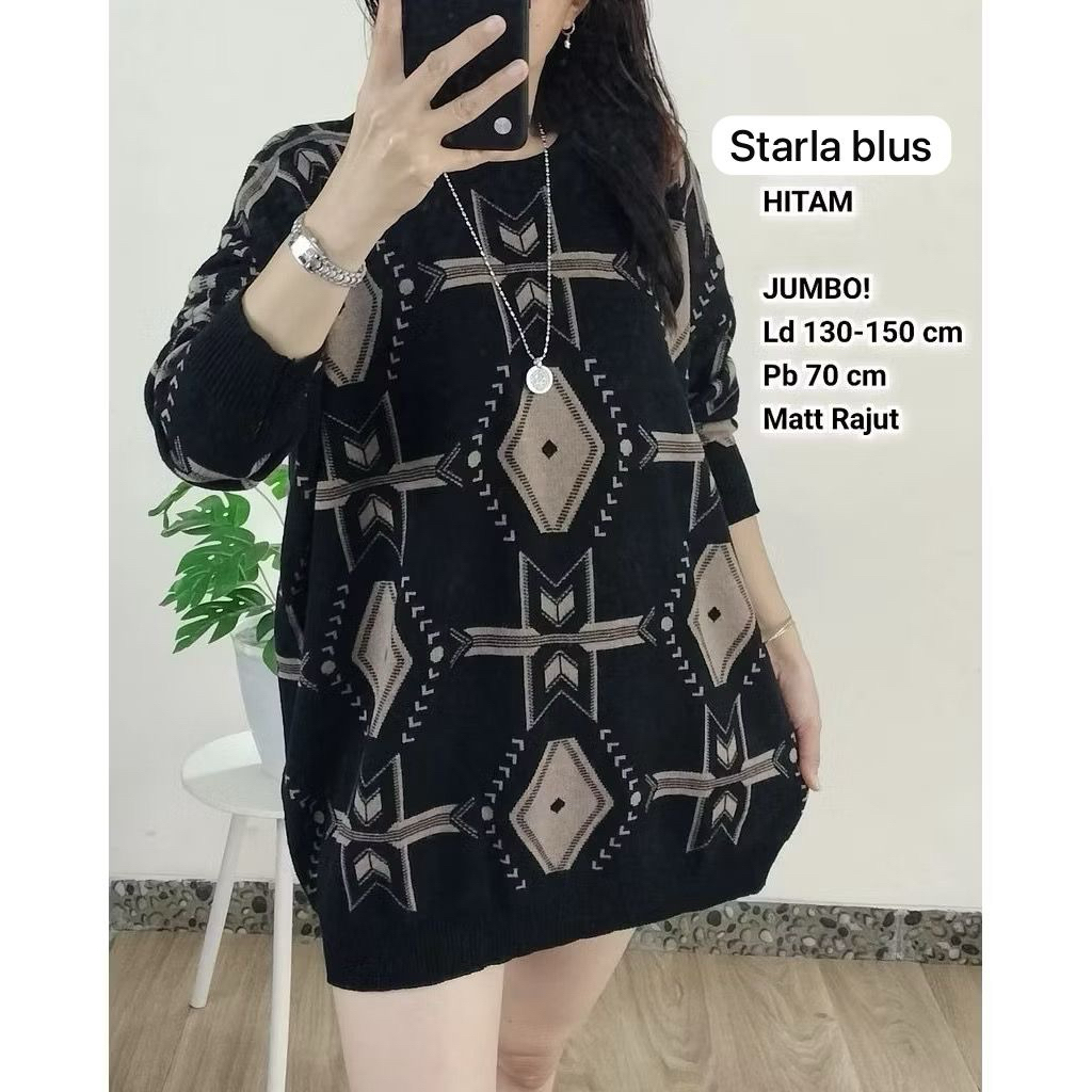 STARLA BLUS BLOUSE JUMBO WANITA LD 130-150 SIZE XXXL RAJUT PREMIUM MOTIF TERBARU PAKAIAN WANITA BAJU