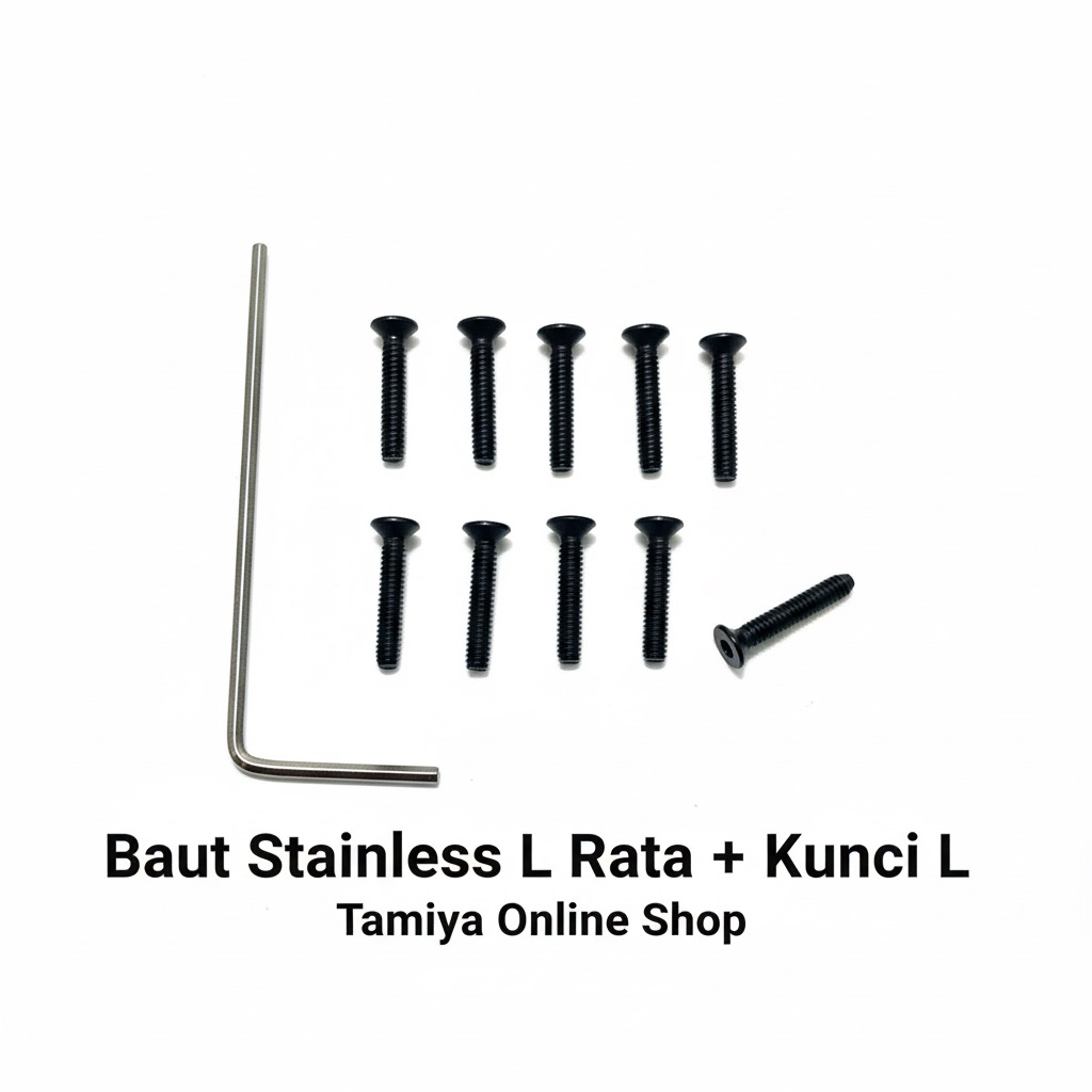 Baut Rata Kunci L M2x10 mm Stainless Steel Screw L Countersunk Baut set Kunci L 1.27 mm