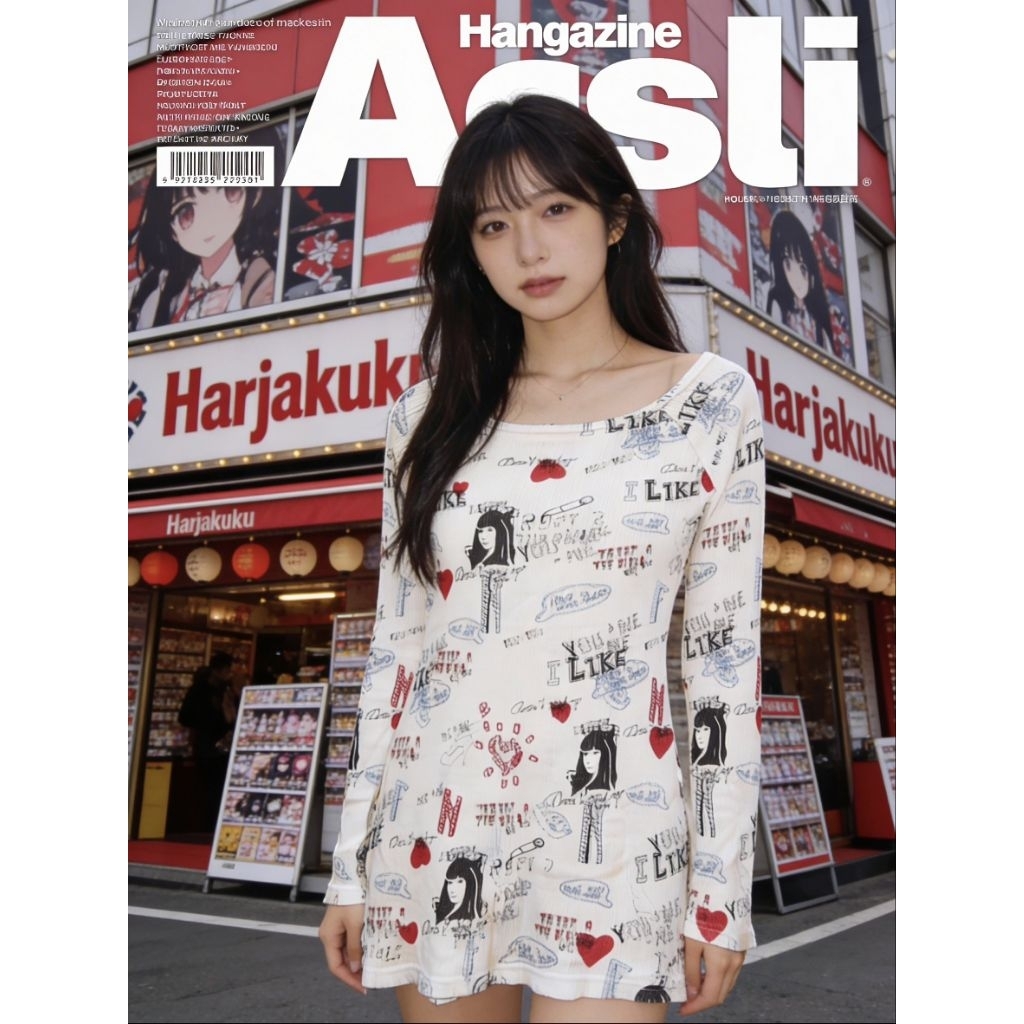 BAJU ATASAN KAOS WANITA JEPANG KOREA LENGAN PANJANG LONG SLEEVE MOTIF TULISAN I LIKE ME I LIKE YOU W