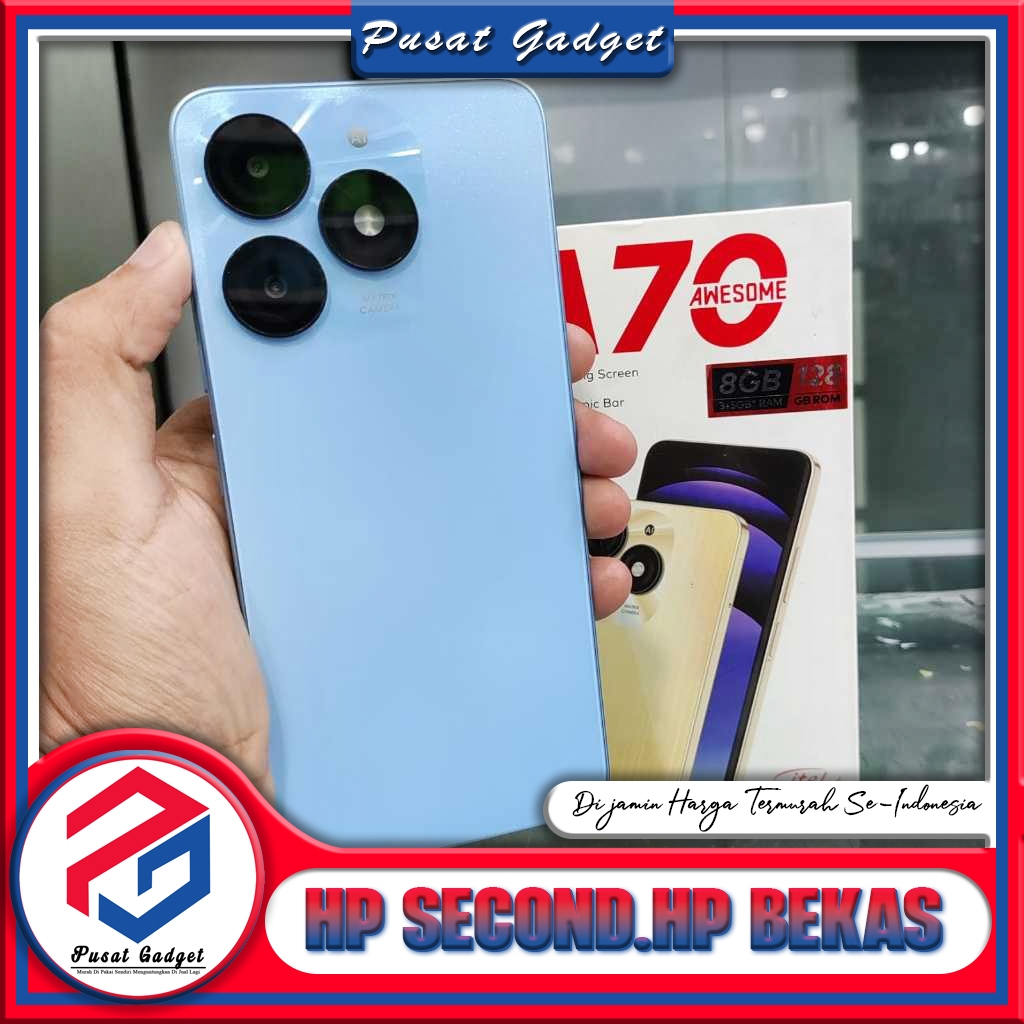 iTel A70 Ram 3/64GB | 3/128GB | 4/64GB| 4/128GB | 4/256GB | 8/128GB Second Pusat Gadget