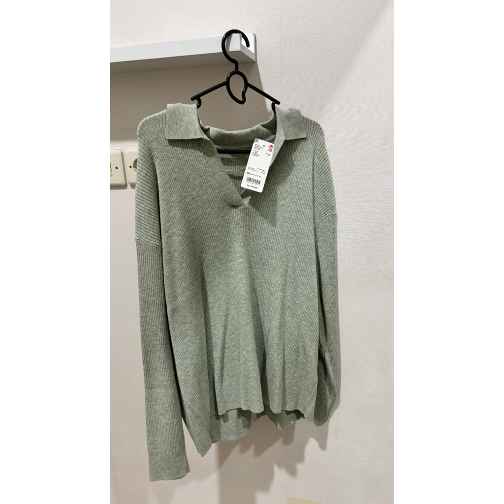 Uniqlo Sweater Polo Rajut Rib New XXL