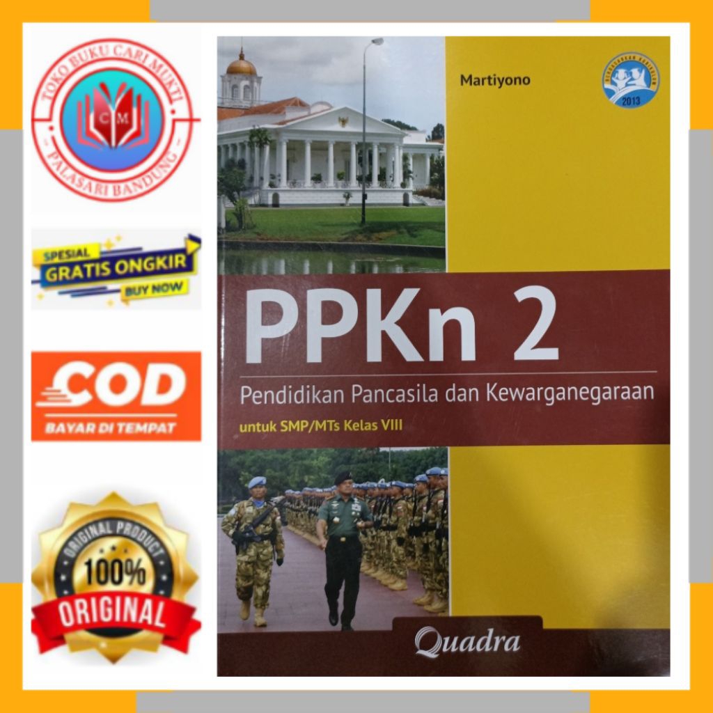 BUKU PPKN UNTUK SMP/MTS KELAS 8 KURIKULUM 2013 BEKAS ORIGINAL PENERBIT QUADRA