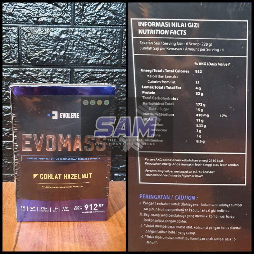 Suplemen Fitness EVOLENE Evo Mass 912 gram 2 lb Malang evomass