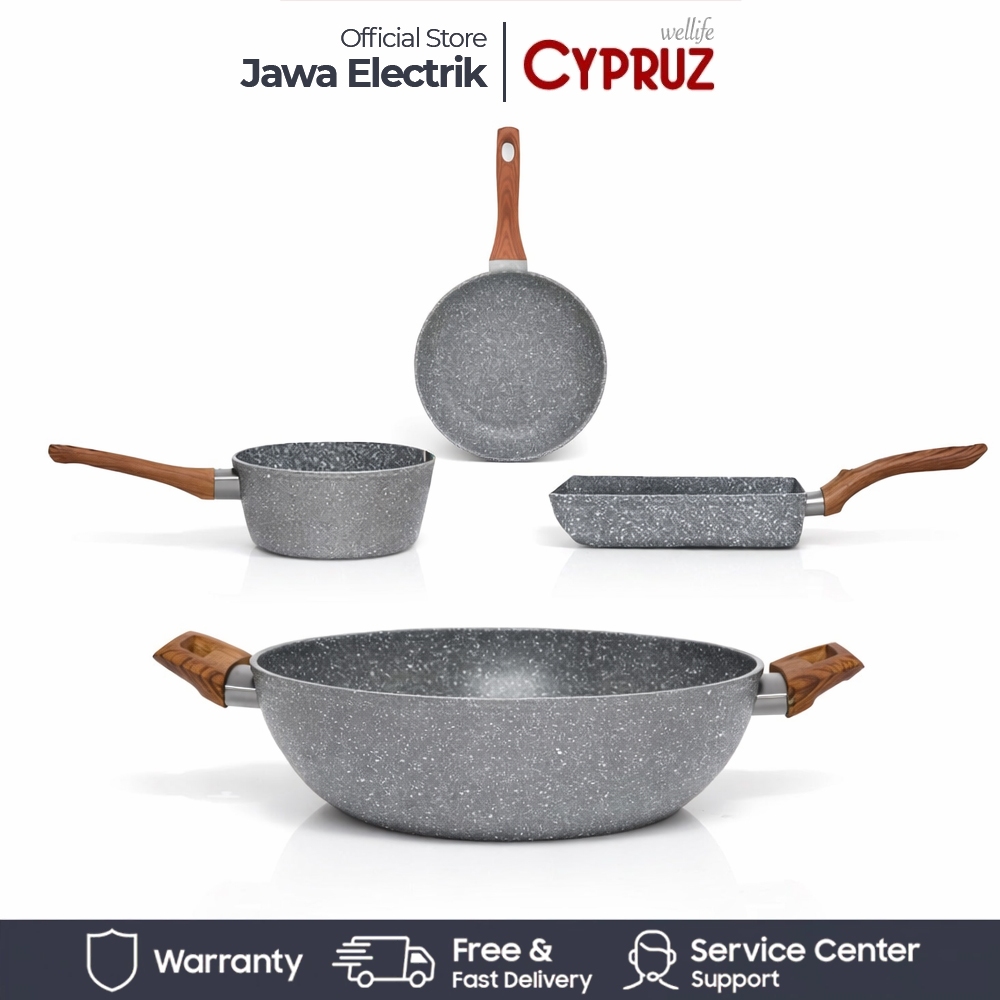 Pan set Marble Cypruz Cyprus 4 Pcs Panci Wajan Pengorengan Induksi