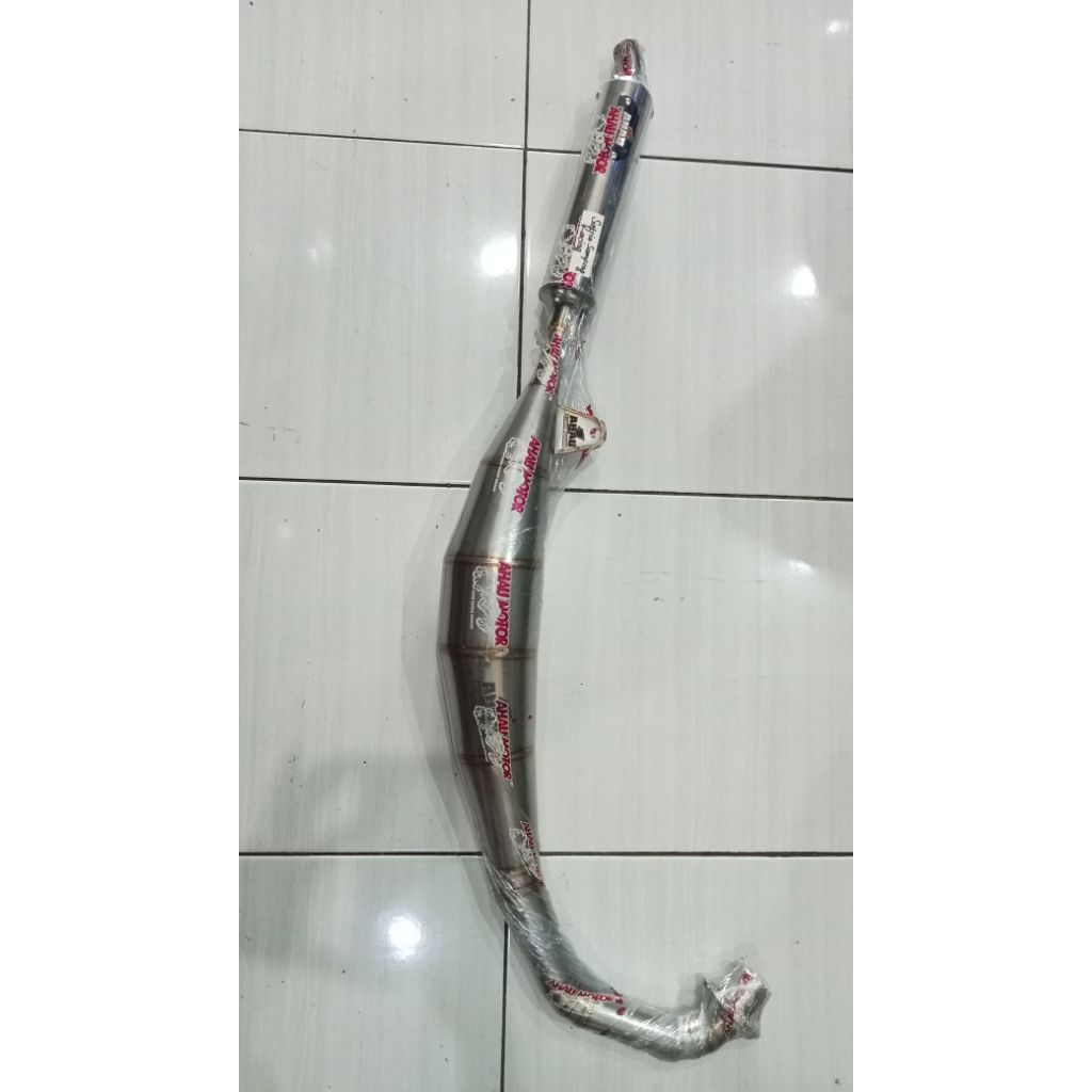 Knalpot ahau1 Stainless Satria 2T Hiu & Lumba Kolong Samping