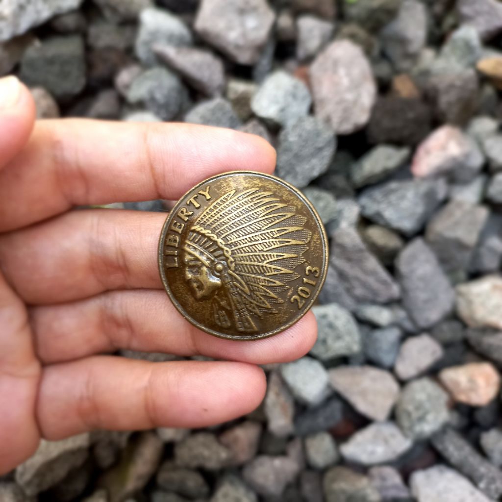Indian Head Chief Tribal Liberty 2013 Coin Button Screwback Concho | Leather Craft Accessories