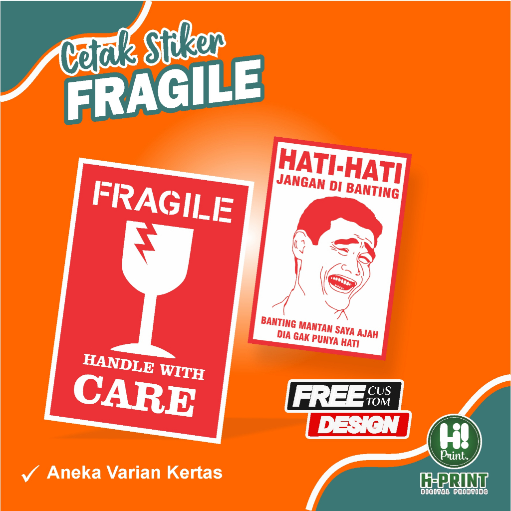 Stiker Fragile Custom Desain