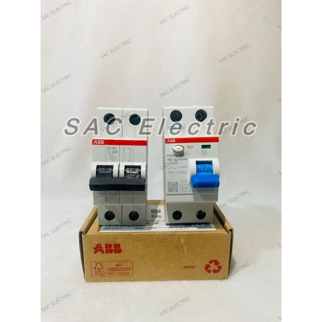 Merk ABB MCB Dan RCCB 40A 2P Type A 30 mA For EV Charger mobil listrik