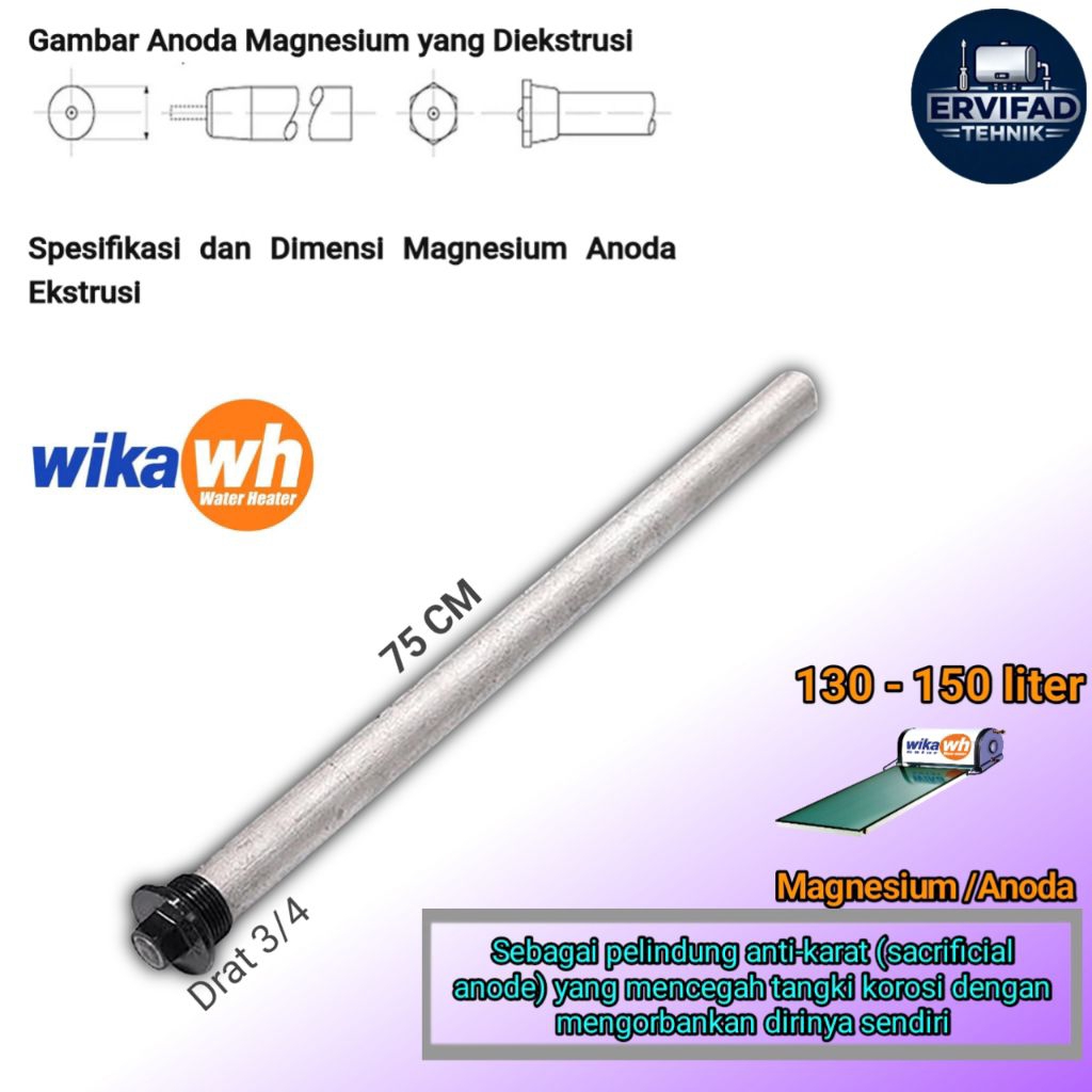 Wika Swh Magnesium Anoda Water Heater Pemanas air