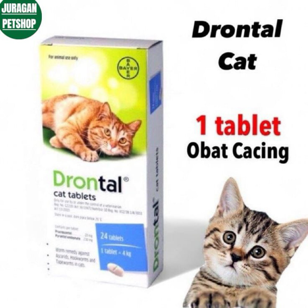DRONTAL Cat ( 1 Tablet ) | Obat Cacing Kucing | Drontal Cat Original