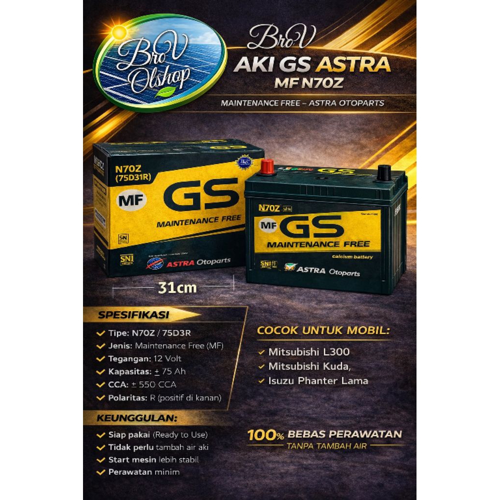 Aki Mobil Elf N70Z Gs Astra MF kering 75ah