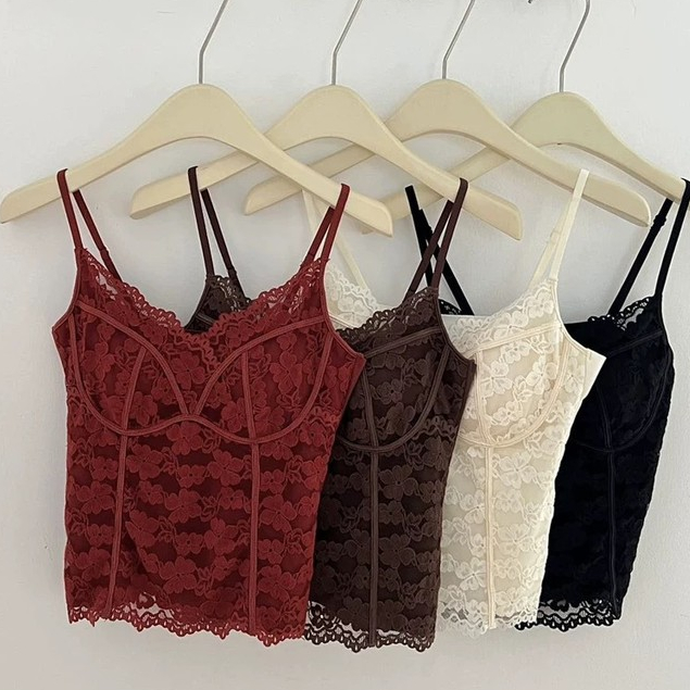 French lace V Women's halter neck tank top