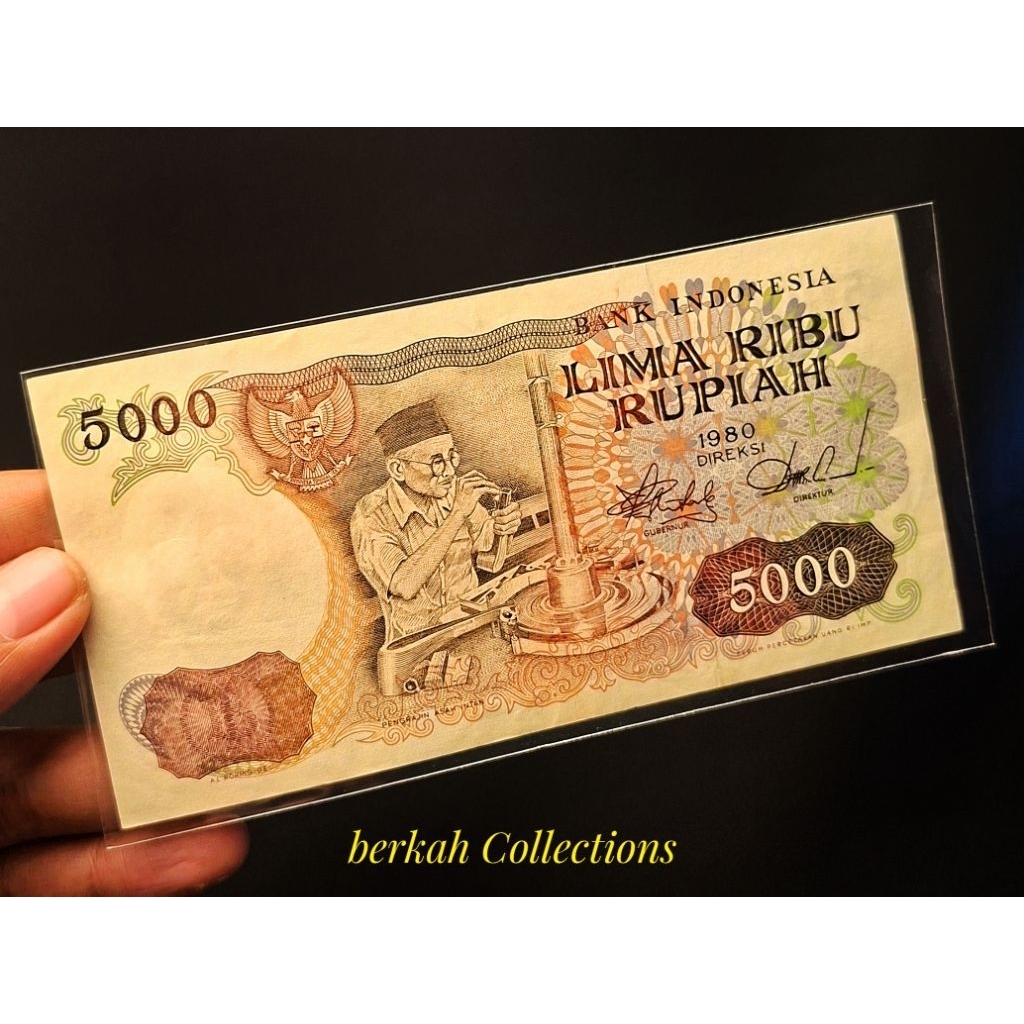 uang 5000 asah intan tahun 1980 bagus