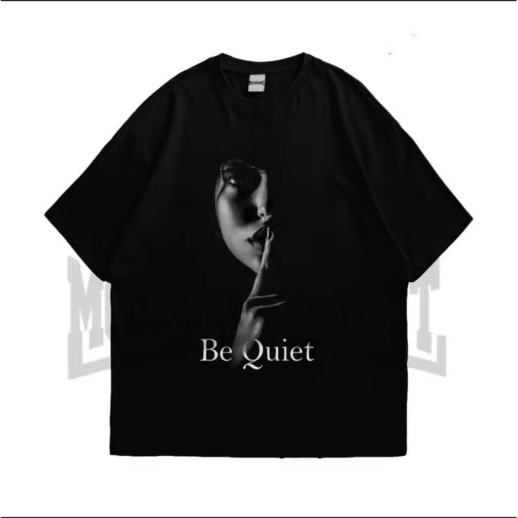 Kaos T-Shirt Basic Hitam BE QUITE Baju Distro Ukuran S M L XL