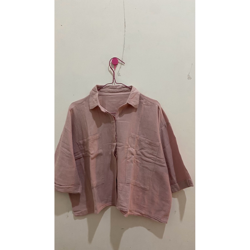 outer linen croptop preloved