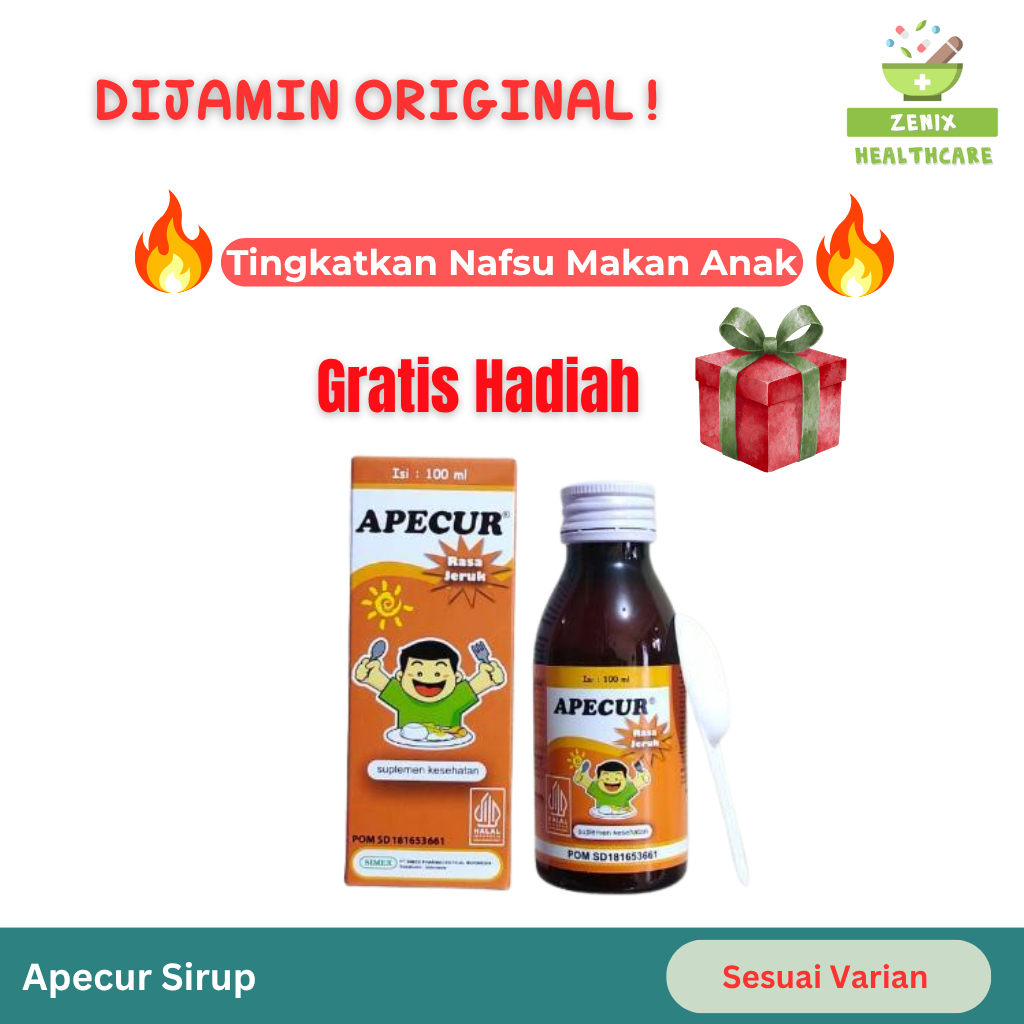 Apecur Sirup Vitamin Nafsu Makan | Suplemen Anak & Dewasa | Bantu Lahap Makan