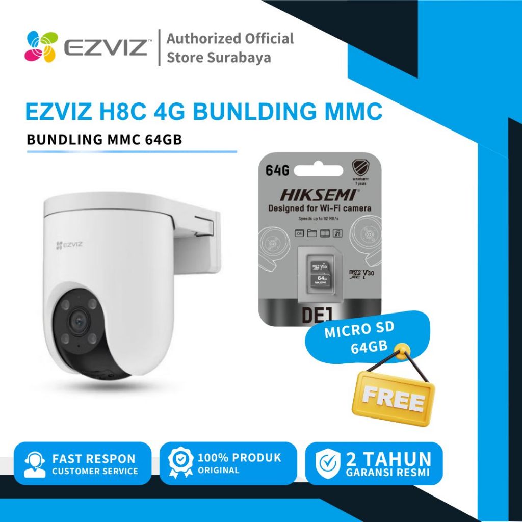 EZVIZ H8C 4G 2K- Gratis Micro SD 64GB Hiksemi DE1