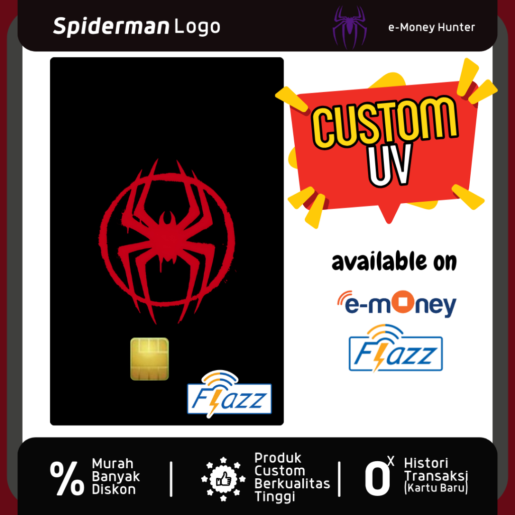 SPIDERMAN LOGO Custom Doff Marvel e-Money Flazz Gen 2 eMoney eToll NFC