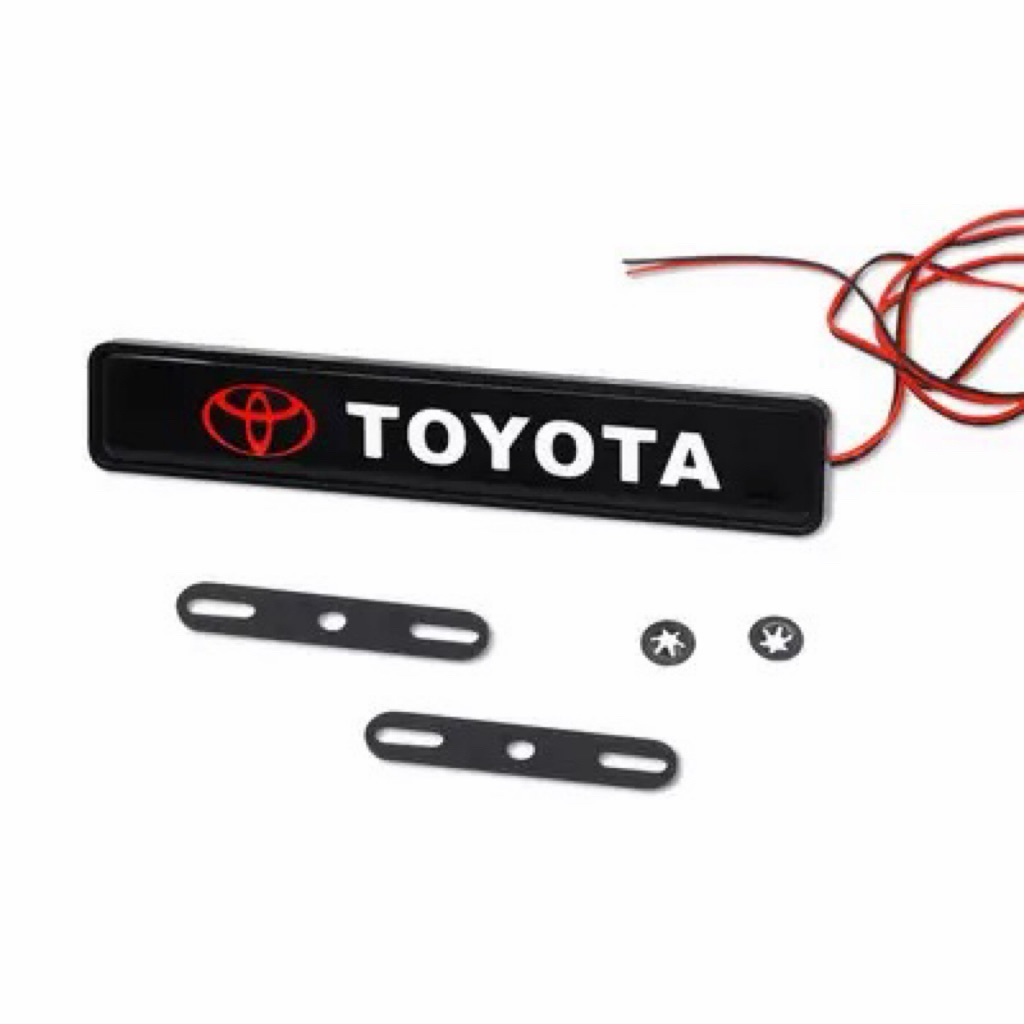 Emblem Stiker LED Lampu Logo Tulisan Toyota Aksesoris Grill Depan Mobil Universal