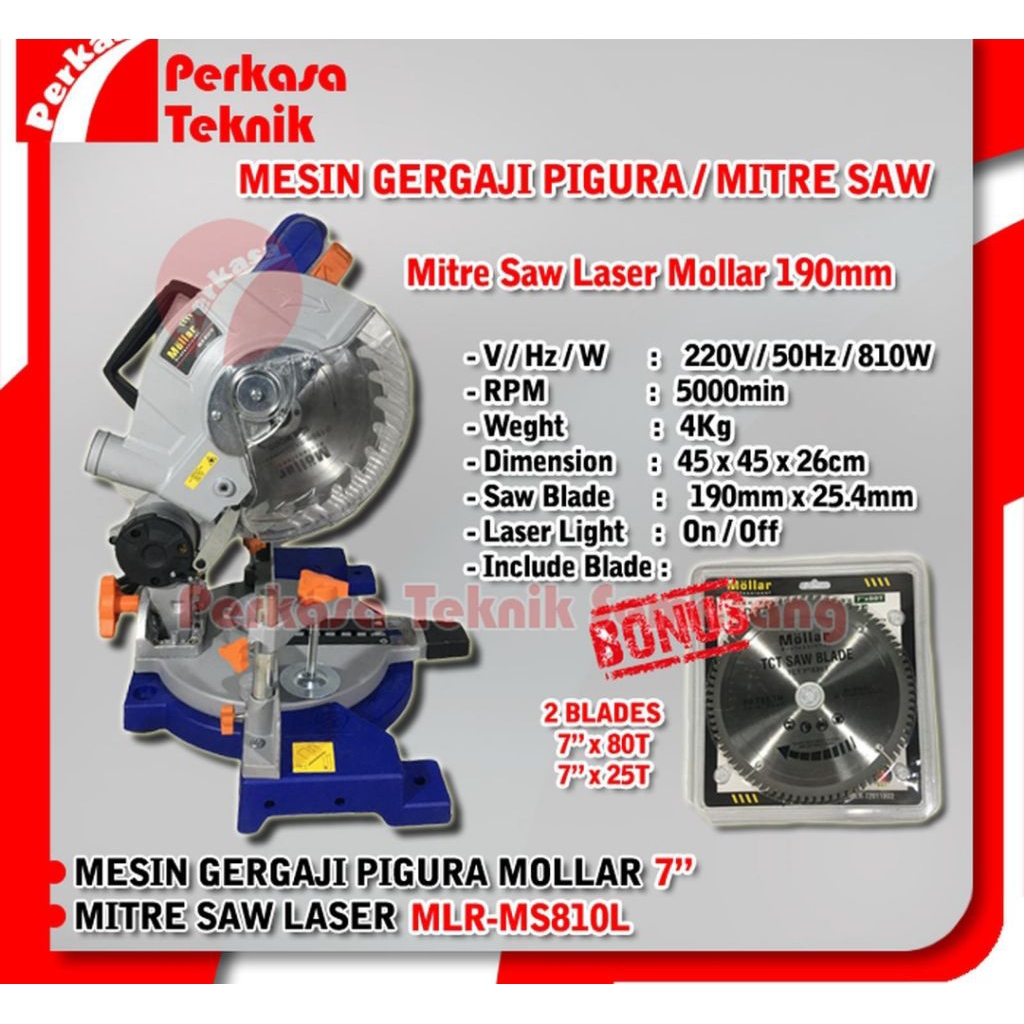 Miter Saw Mollar 7" + Mata gergaji