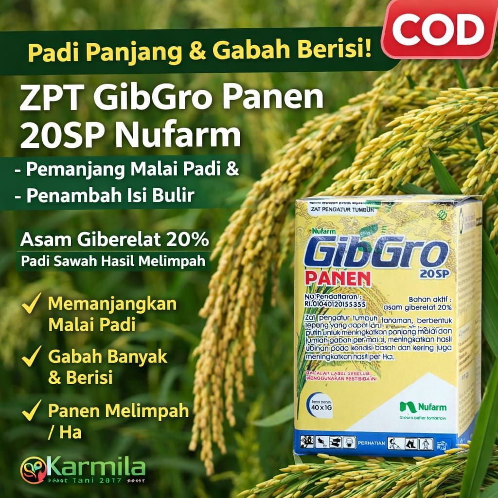 Gibgro Panen 20 SP ZPT 1 g isi 40 pcs Asam Giberelat 20% untuk Padi