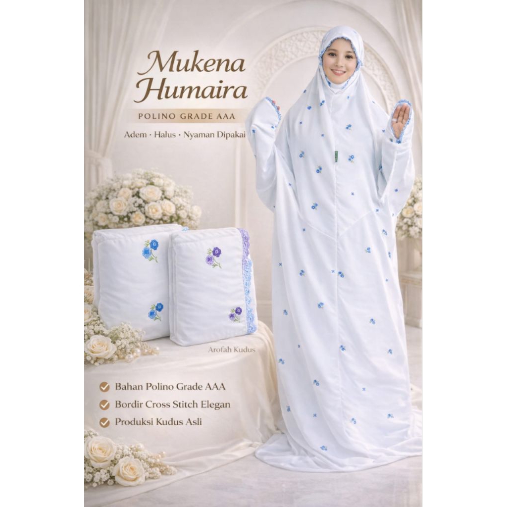 Jual Mukena Humaira Terusan Polino Asli Kudus  Adem Jatuh Nyaman Best Seller