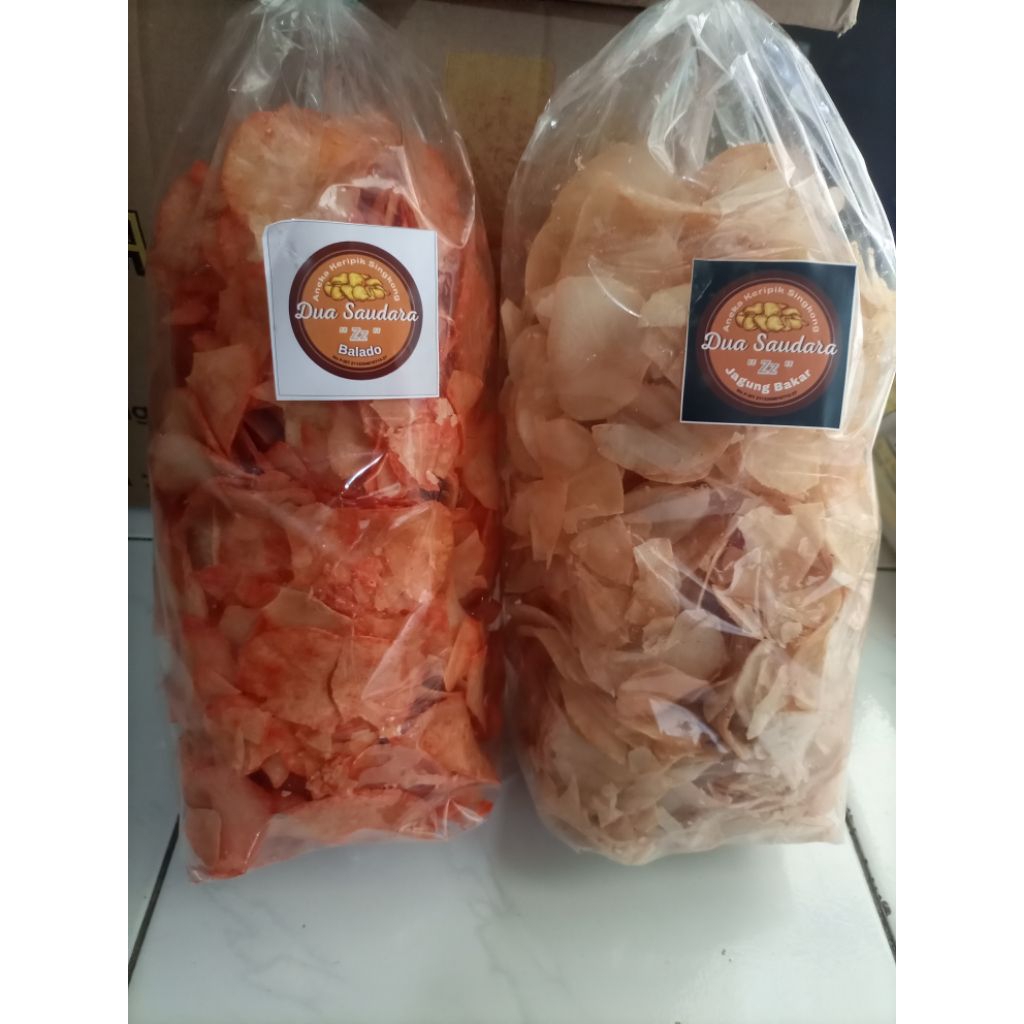 500 gr keripik singkong rasa jagung bakar/ balado enak gurih renyah jajanan kiloan grosir bandung bi