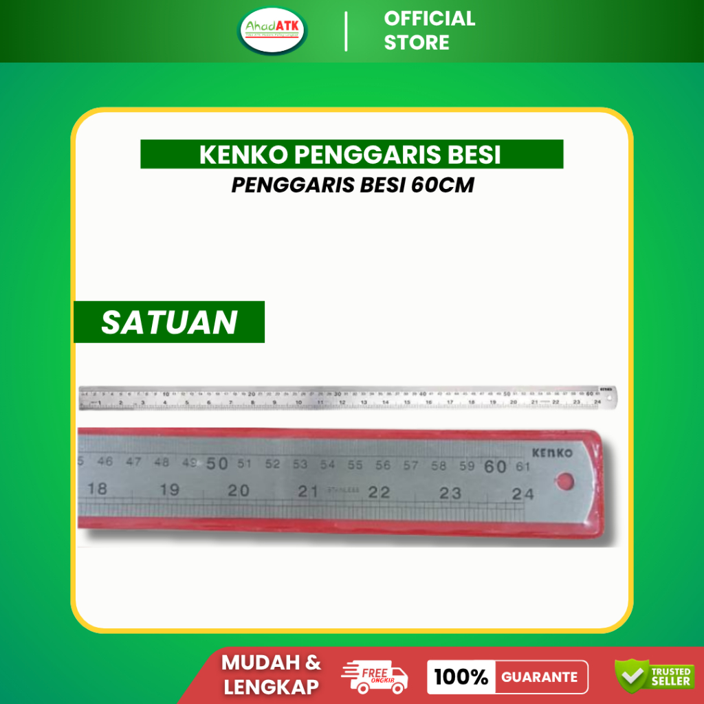 Kenko Penggaris Besi 60cm / Penggaris Teknik Panjang / Penggaris Besi Kuat dan Awet
