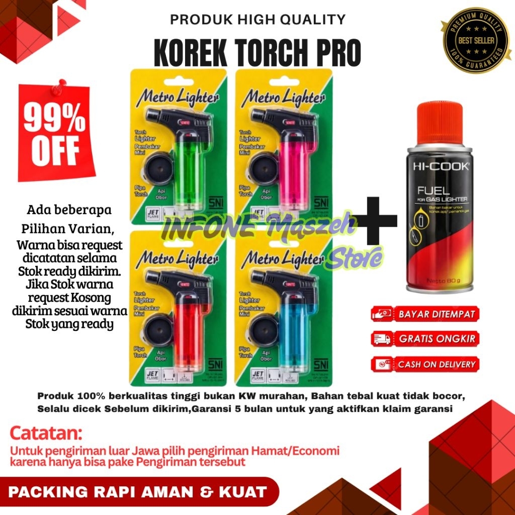 Korek Torch Jet + Gas Hi-Cook ORIGINAL 100% KUALITAS PREMIUM