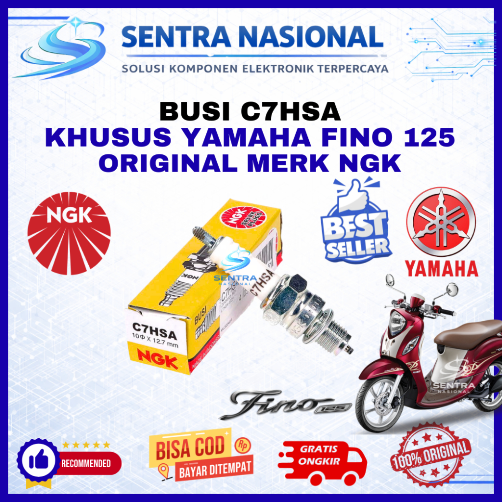 Busi Motor YAMAHA FINO 125 ORIGINAL NGK C7HSA (IRIDIUM) | Busi FINO125 ORIGINAL NGK C7HSA IRIDIUM AS