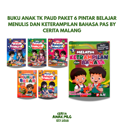 Buku Anak TK PAUD Paket 6 Pintar Belajar Menulis dan Keterampilan Bahasa PAS By Cerita Malang