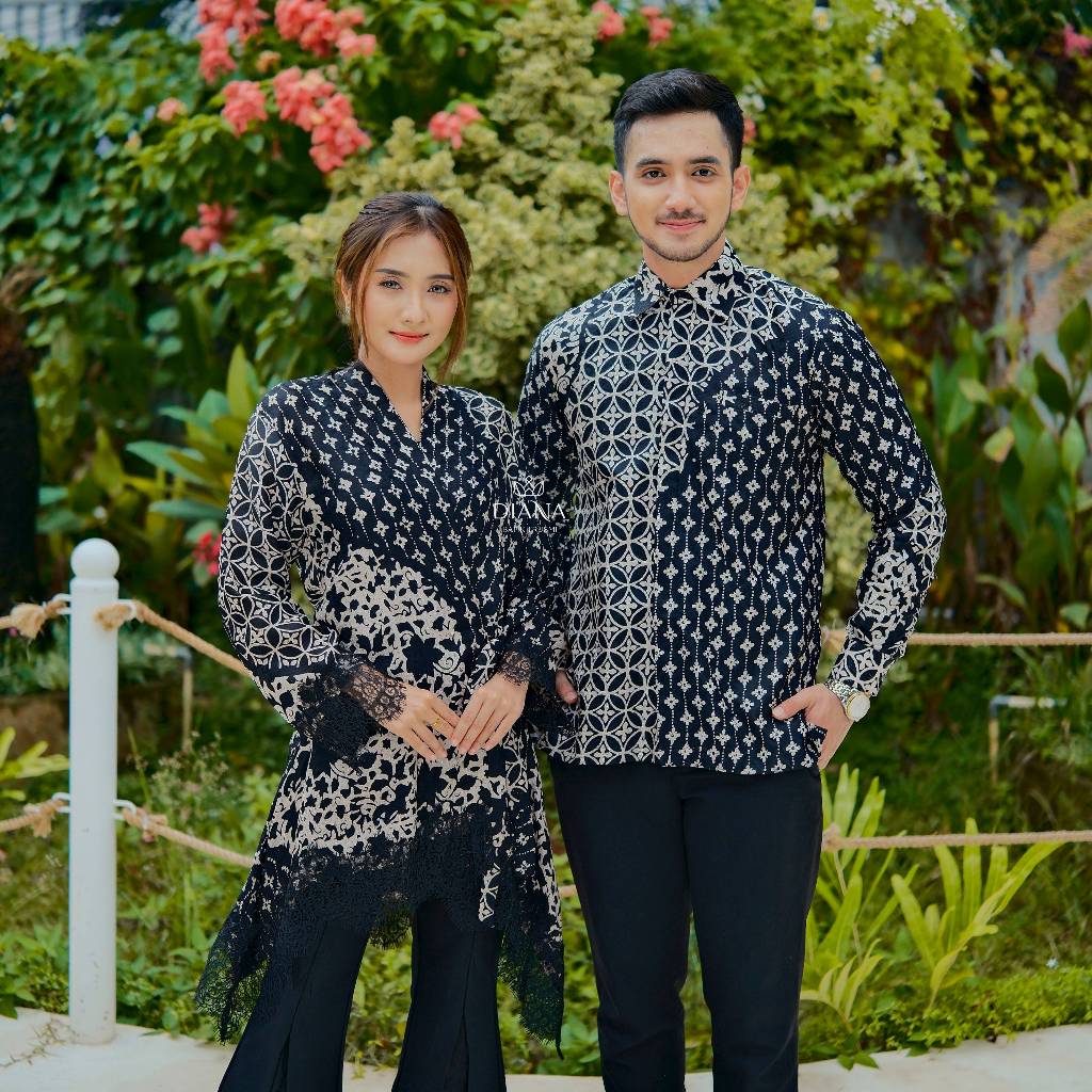 KIMONO COUPLE BATIK by Diana Butik Trusmi/ SET COUPLE BATIK VISCOSE RENDA
