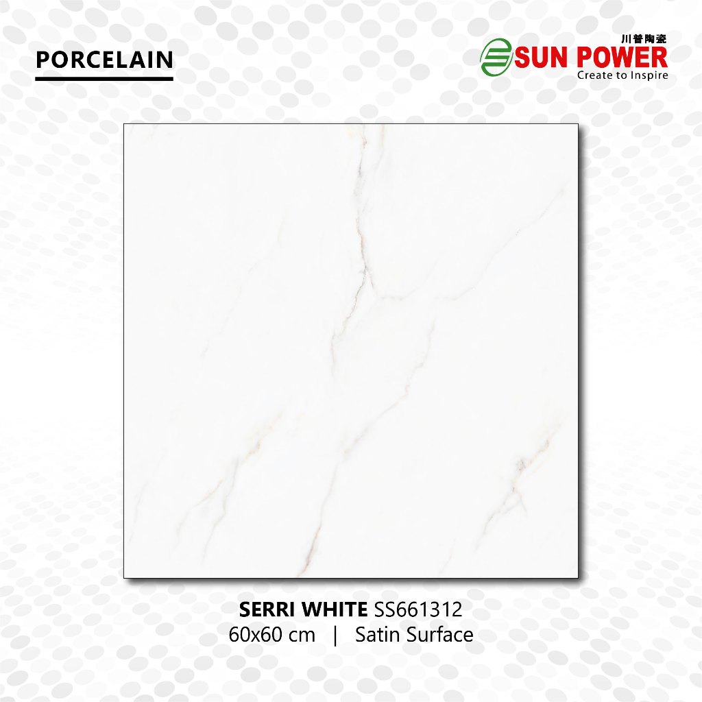 SUN POWER Serri White 60x60 | 120x60 Honed/Satin – Granit Tiles Lantai & Dinding Sun Power Ceramics