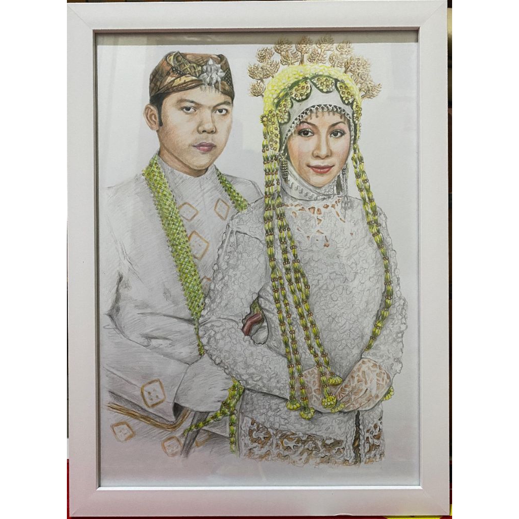 Jasa Sketsa Wajah Berwarna (A3) Custom| Lukisan Tangan Asli dari Pensil, Kado Ulang tahun, Abadikan 