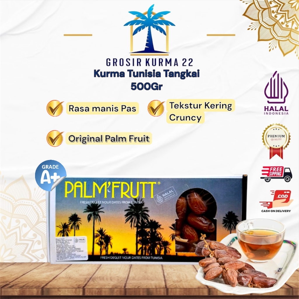 Kurma PalmFruit Tangkai 500gr Palm Fruit Tunisia Tangkai (kemasan DUS)//KURMA TANGKAI (EXP 202)