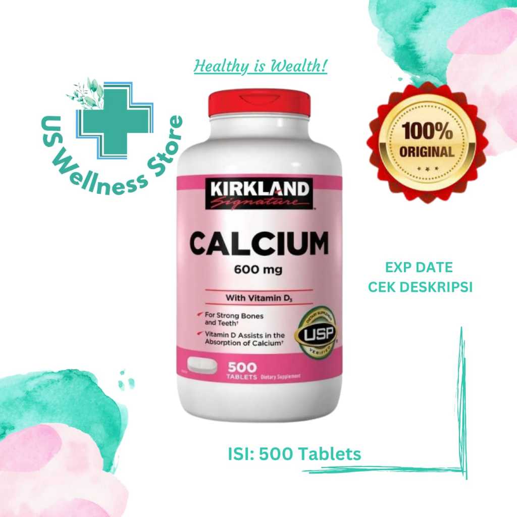 Kirkland Signature Calcium 600mg + Vitamin D3 – 500 Tablets